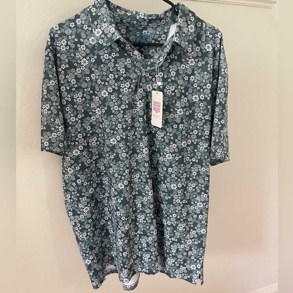 Pops Polos Winter Floral Green Polo